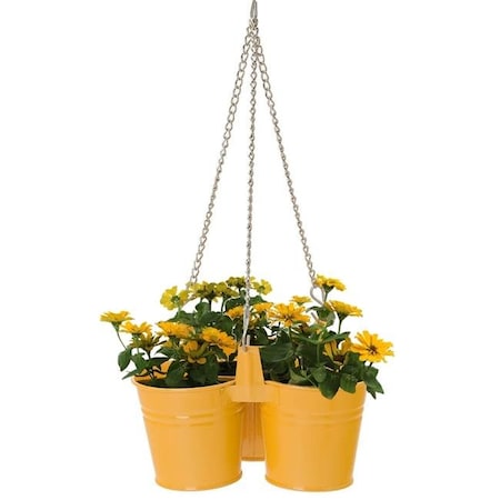 Houston International Trading Houston International Trading 8117E SAFF Enameled Galvanized Hanging 3 Planter Unit for 5.5 in. Plants; Saffron 8117E SAFF
